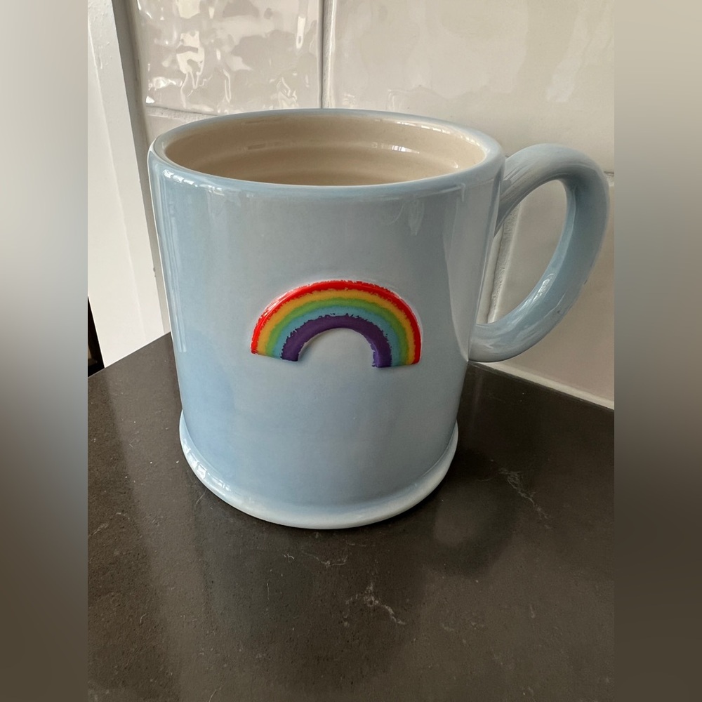 old pottery company Rainbow Ceramic Mug - Blue cream color